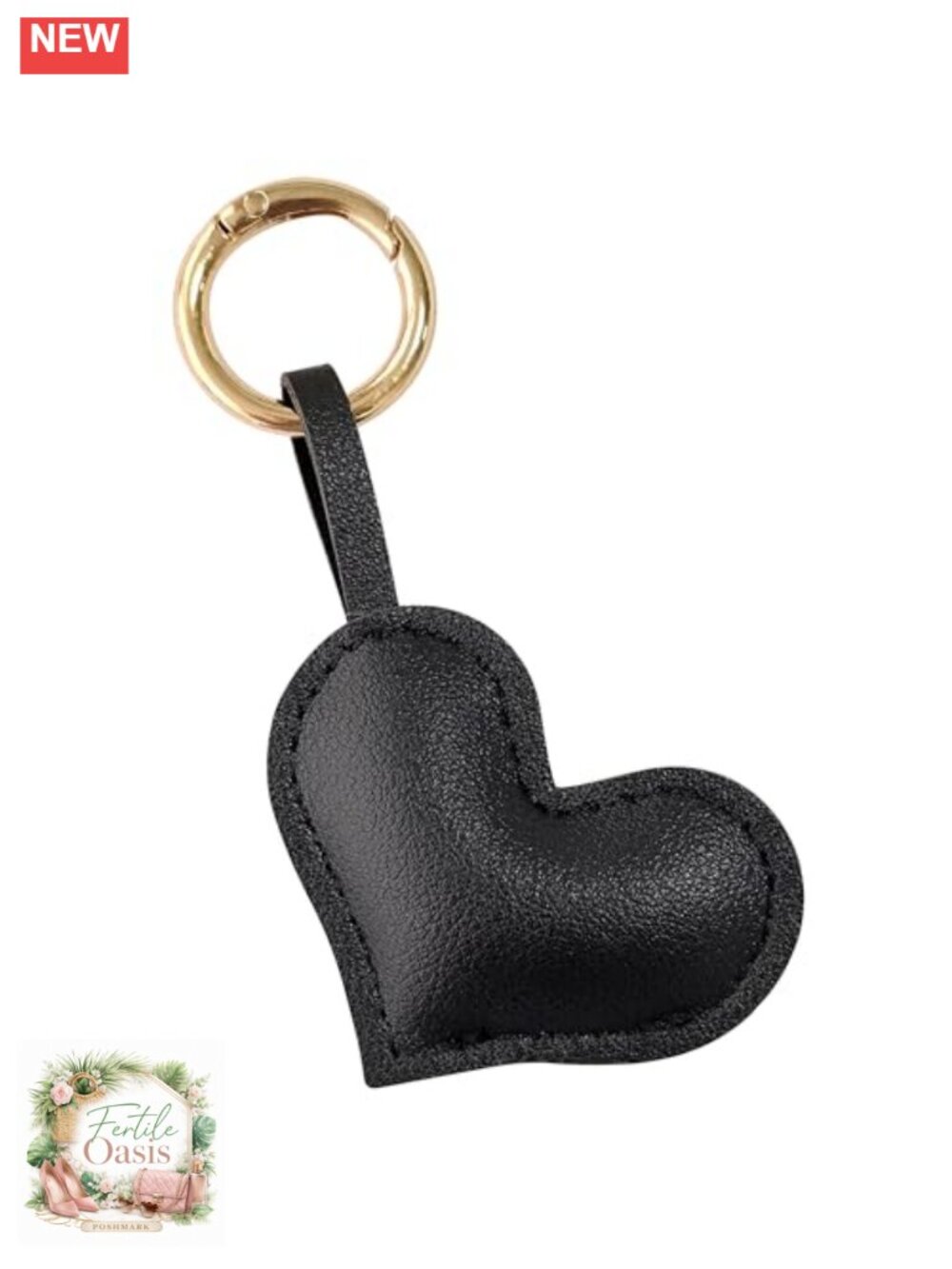 Faux Leather Heart Bag Charm for Purse Tote, Bag Accessories, Hook & Loop,